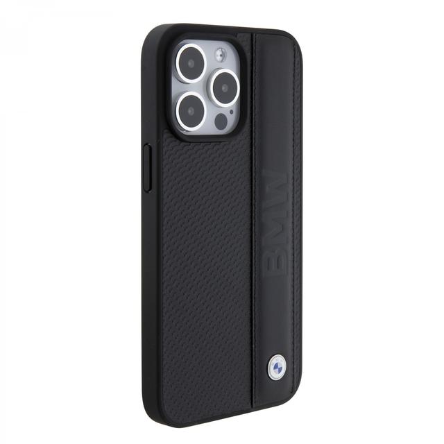BMW Leather Case with Sign Texture & Strip Pattern for iPhone 15 Promax - Black - SW1hZ2U6MTY1MzU4NA==