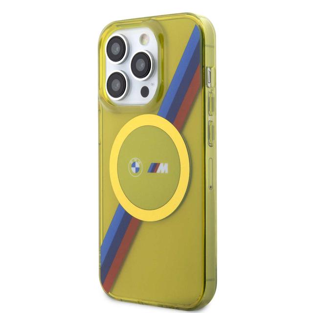 BMW Magsafe Case with M Tricolor Stripes Design for iPhone 15 Plus - Yellow - SW1hZ2U6MTY1MzI5Mw==