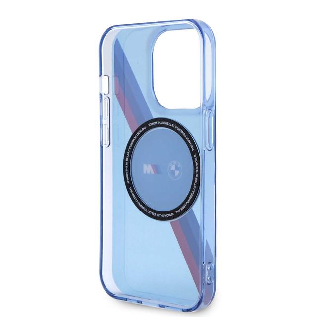BMW Magsafe Case with M Tricolor Stripes Design for iPhone 15 Promax - Blue - SW1hZ2U6MTY1MzI1MA==