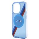 BMW Magsafe Case with M Tricolor Stripes Design for iPhone 15 Promax - Blue - SW1hZ2U6MTY1MzI1Mg==