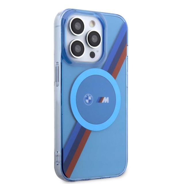 BMW Magsafe Case with M Tricolor Stripes Design for iPhone 15 Promax - Blue - SW1hZ2U6MTY1MzI1Ng==