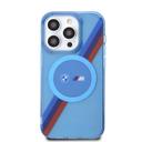 BMW Magsafe Case with M Tricolor Stripes Design for iPhone 15 Promax - Blue - SW1hZ2U6MTY1MzI1OA==