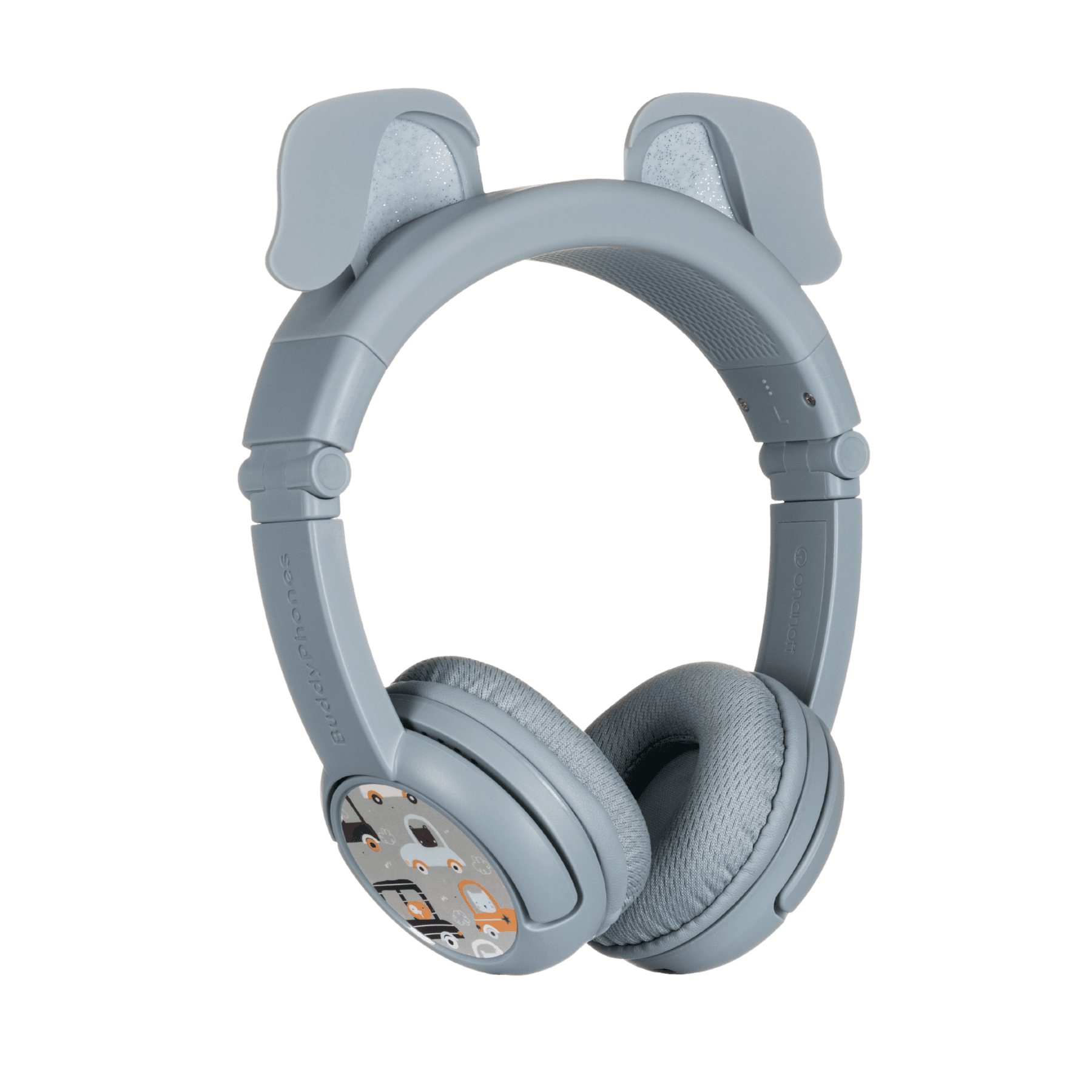 BUDDYPHONES PlayEars+ Bluetooth Wireless Headset - Superb Sound & Playful Animal Ears Design - Dog - Gray