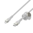 كيبل شحن ايفون 3 متر سيليكون أبيض بيلكن Belkin BOOST CHARGE™PRO Flex USB-C to Lightning Cable_Braided Silicone - SW1hZ2U6MTY1NDMwNA==