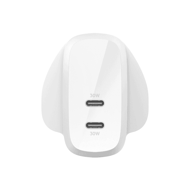 فيش شاحن 60 واط منفذين أبيض بيلكن Belkin Boost Charge Pro Dual USB-C Wall Charger with PPS 60W 3pin - SW1hZ2U6MTY1NDQ1Ng==