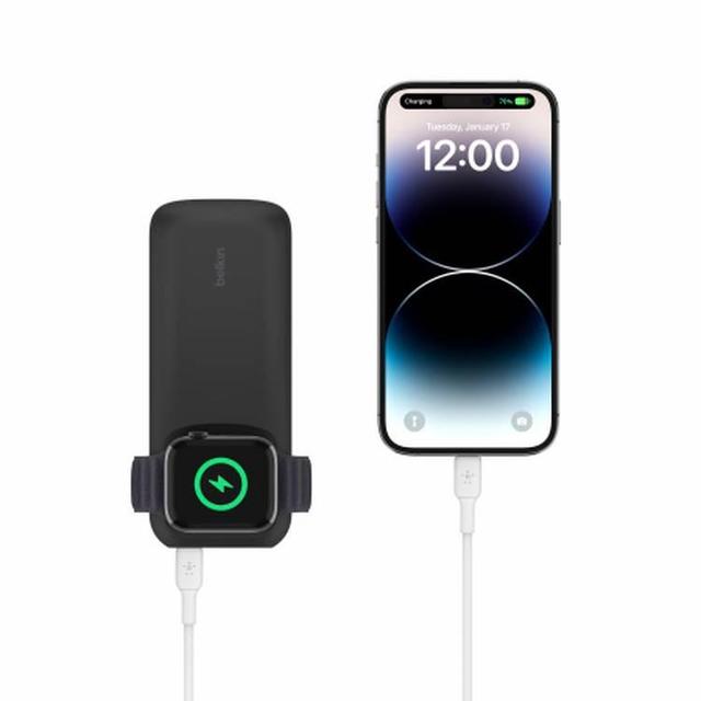 بطارية متنقلة مع شاحن ساعة ابل 10000mAH أسود بيلكن Belkin Charge" Pro Fast Wireless Charger for Apple Watch + Power Bank 10k - SW1hZ2U6MTY1NDI1NQ==