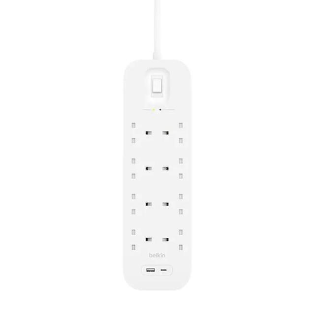 توصيلة كهربائية 8 منافذ 18 واط أبيض بيلكن Belkin Connect Surge with USB-C and USB-A Ports 18W 8x AC Outlet - SW1hZ2U6MTY1NDIzNQ==