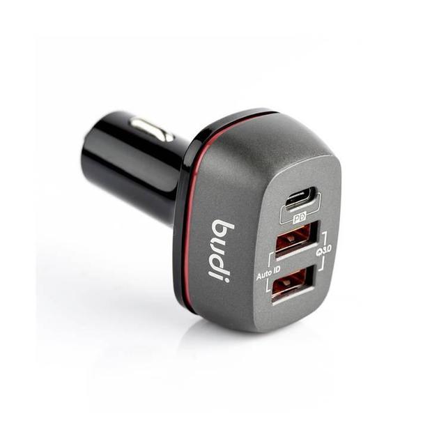 راس شاحن سيارة 20 واط 2 يو اس بي و PD لون اسود من بيودي Budi Car Charger De Voiture 20W Black - SW1hZ2U6MTY1MjAzOA==