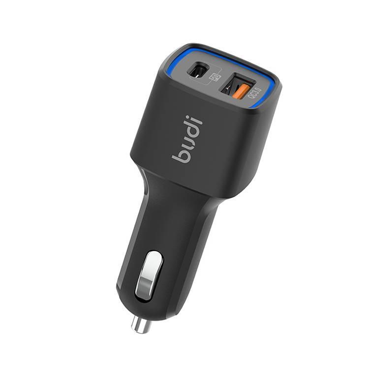 راس شاحن سيارة 18 واط يو اس بي و PD من بيودي Budi Car Charger PD De Voiture 18W Black