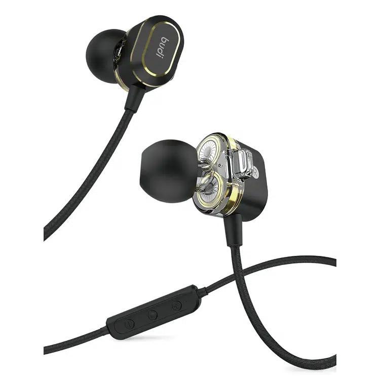 سماعات لاسلكية لون اسود مع ريموت ومايك من بيودي Budi Dual Wireless Stereo Headphones
