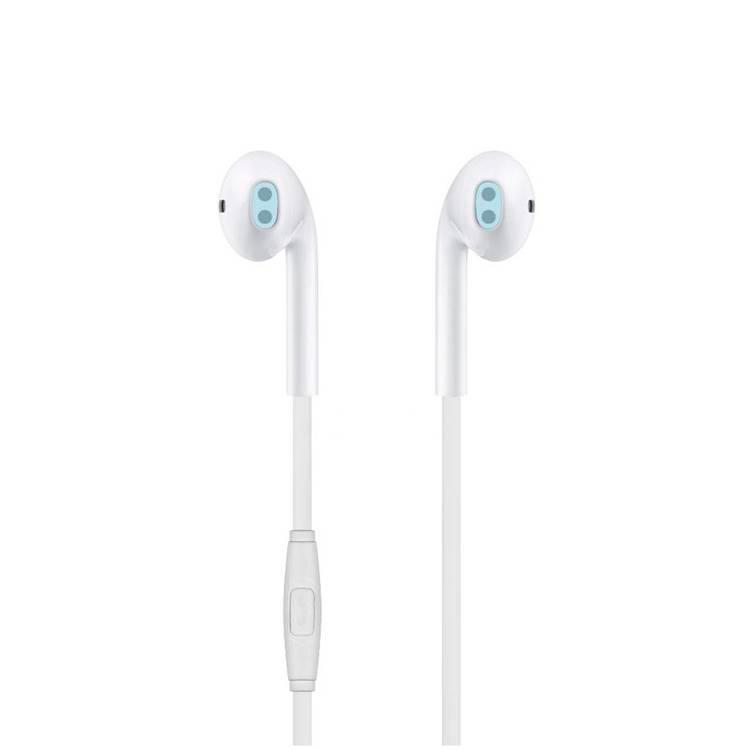 سماعات سلكية مع ريموت ومايك مدمج من بيودي Budi Earphone With Remote amp Mic White