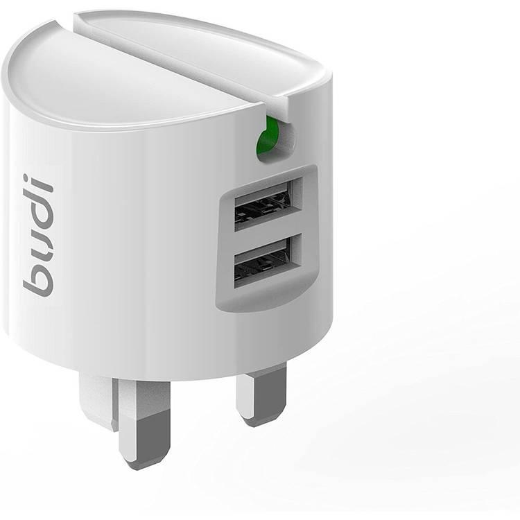 رأسية شحن 12 واط مع منفذين يو اس بي من بودي Budi Home Charger / 12W Cable / 2 USB Port