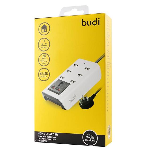 توصيلة كهربائية مع منافذ يو اس بي 24 واط لون ابيض من  بودي Budi Home Charger De Maison 24 Watt White - SW1hZ2U6MTY1MTkwNg==