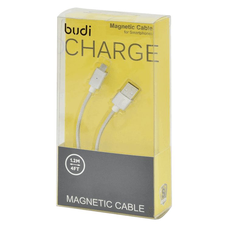 Budi Magnetic Cable Charge / Sync Cable 2.4A Aluminum Shell Micro USB Cable - White