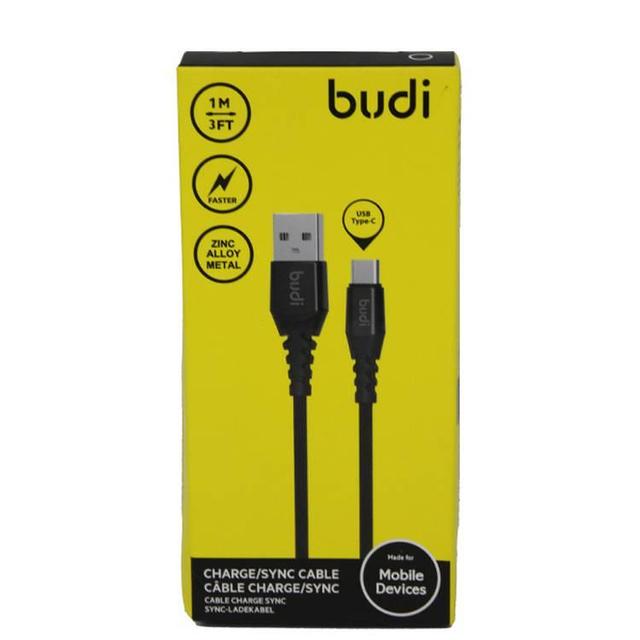 وصلة شحن تايب سي زنك لون اسود من بودي Budi Sync USB Type-C Cable Zinc Alloy Metal Black - SW1hZ2U6MTY1MTc5OQ==