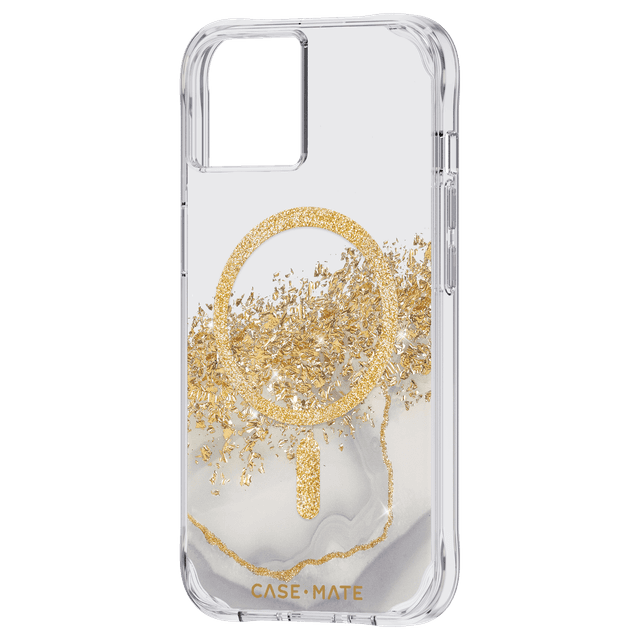 كفر ايفون لجوال ايفون 14 مع ماج سيف كيس ميت شفاف وذهبي  CASE MATE iPhone 14 Karat Marble Case with Magsafe - SW1hZ2U6MTY4MjEzMg==