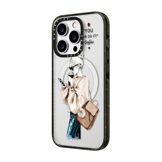 CASETIFY iPhone 14 Pro Impact Case with Magsafe - Girl and Coffee - SW1hZ2U6MTY4MTAwNA==