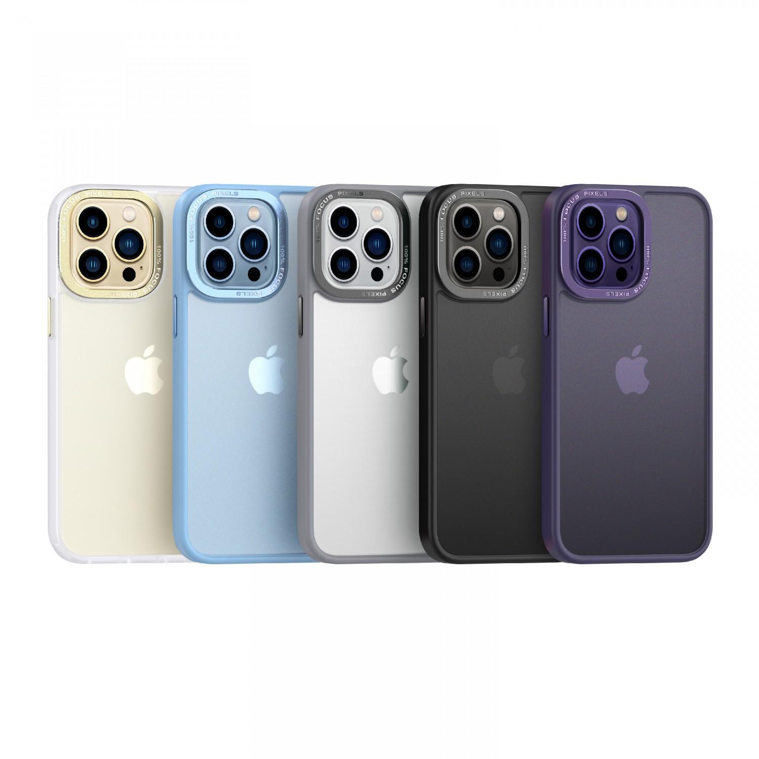 Comma Joy Elegant Metal Frame Anti-Shock Case for iPhone 14 ( 6.1" ) - Blue
