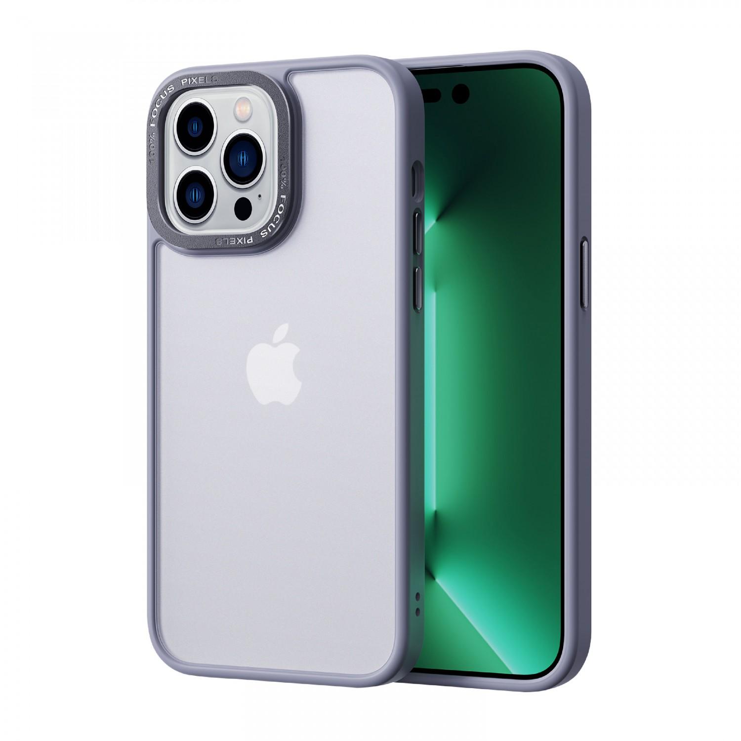 جراب ايفون 14 اطار معدني لون فضي من كوما Comma Joy Elegant Metal Frame Anti Shock Case for iPhone 14 ( 6.1" ) Gray