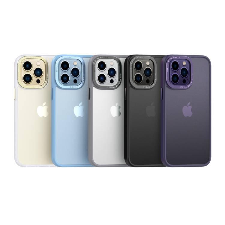 Comma Joy Elegant Metal Frame Anti-Shock Case for iPhone 14 Plus ( 6.7" ) - Matte Clear