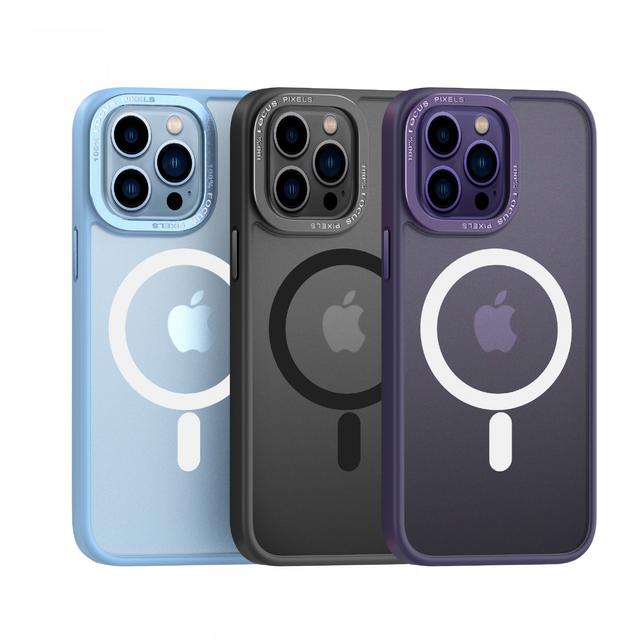 Comma Joy Elegant Metal Magnet Anti-Shock Case for iPhone 14 ( 6.1" ) - Blue - SW1hZ2U6MTY1MTUzMA==