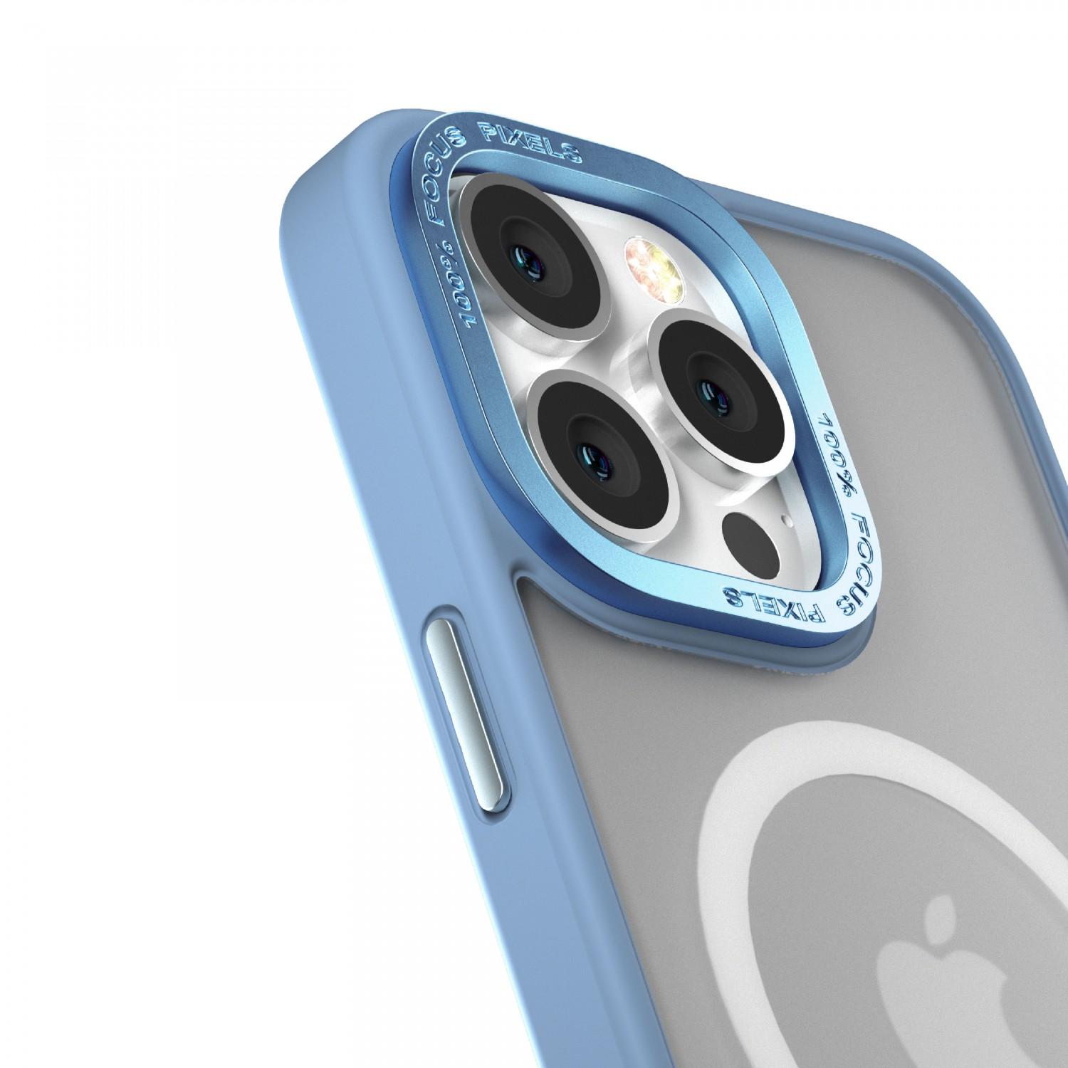 كفر جوال ايفون 14 ماج سيف معدني ازرق من كوما Comma Joy Elegant Metal Magnet Anti Shock Case for iPhone 14 ( 6.1" ) Blue