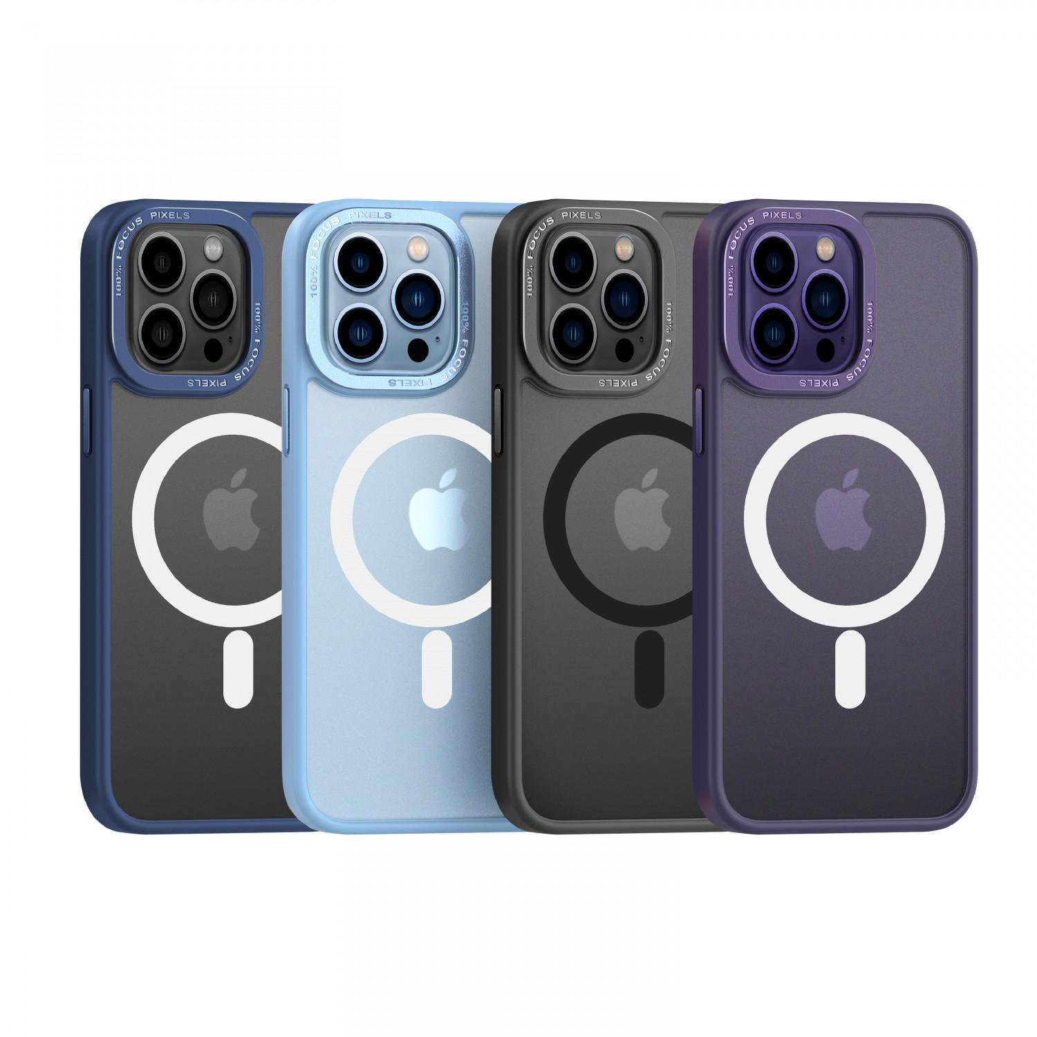 Comma Joy Elegant Metal Magnet Anti-Shock Case for iPhone 14 Pro ( 6.1" ) - Purple