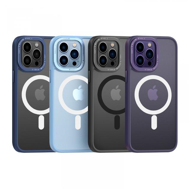 Comma Joy Elegant Metal Magnet Anti-Shock Case for iPhone 14 Pro ( 6.1" ) - Sierra Blue - SW1hZ2U6MTY1MTQ5MA==