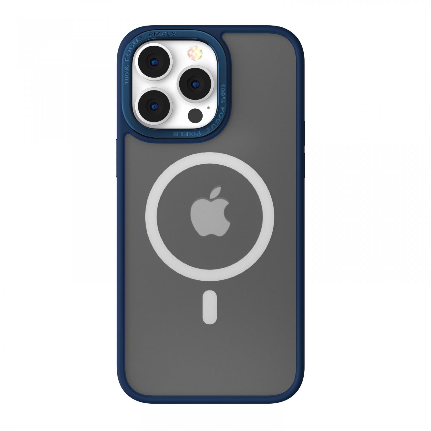 كفر جوال ايفون 14 برو ماج سيف معدني ازرق من كوما Comma Joy Elegant Metal Magnet Anti Shock Case for iPhone 14 Pro ( 6.1" ) Sierra Blue