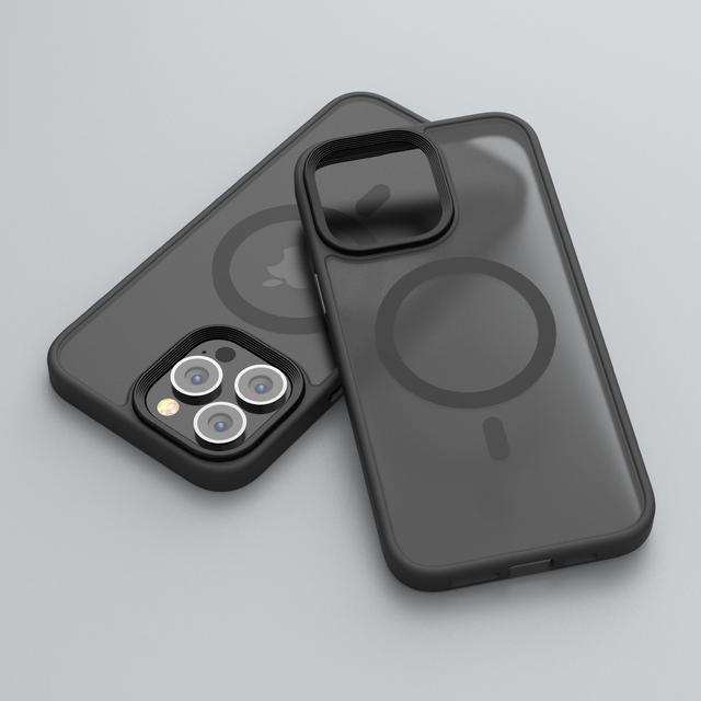 Comma Joy Elegant Metal Magnet Anti-Shock Case for iPhone 14 Pro Max ( 6.7" ) - Black - SW1hZ2U6MTY1MTQ3OQ==