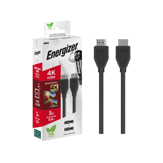 وصلة اتش دي ام اي 3 متر لون اسود من اينرجيزر ENERGIZER CABLE HDMI TO HDMI 3 METER BLACK - SW1hZ2U6MTY3OTE3Nw==