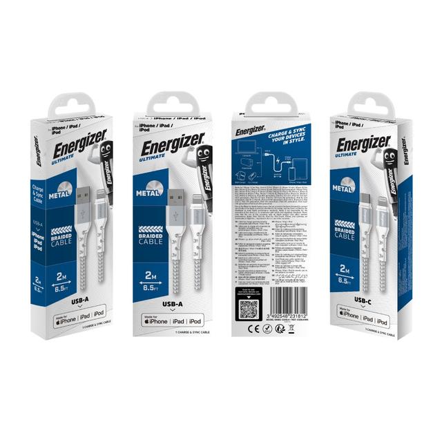 ENERGIZER - CABLE LIGHTNING BRAIDED AND METAL 2M - WHITE - SW1hZ2U6MTY3OTIxOQ==