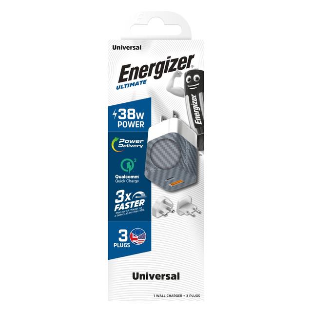 شاحن جداري 38 واط تايب سي و يو اس بي 3.0 لون رمادي اينرجيزر ENERGIZER WALL CHARGER 38W PD QC3.0 MULTI PLUG BLACK - SW1hZ2U6MTY3OTIxMg==