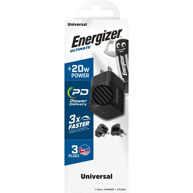 شاحن جداري 20 واط اسود من اينرجيزر ENERGIZER WALL CHARGER PD 20W EU UK US BLACK - SW1hZ2U6MTY3OTEzMA==