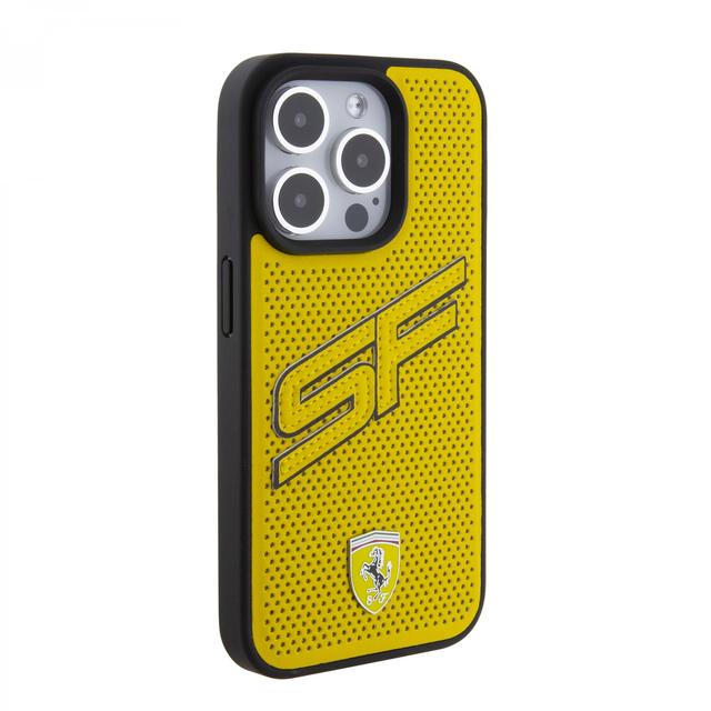 Ferrari PU Leather Case with Big SF Perforated Design for iPhone 15 Promax - Yellow - SW1hZ2U6MTY0NDgwOQ==