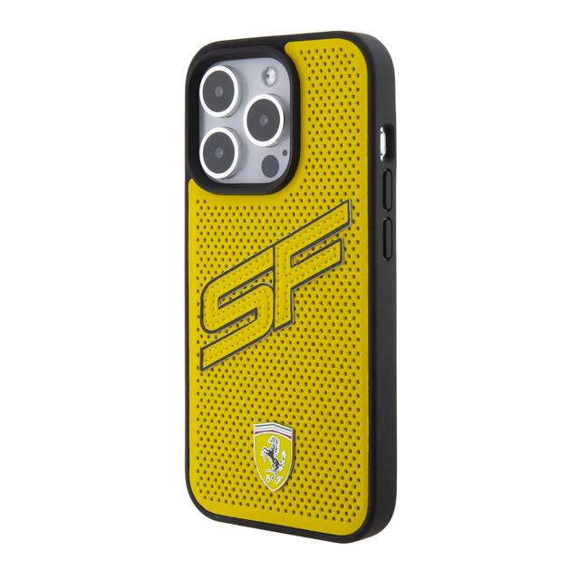 Ferrari PU Leather Case with Big SF Perforated Design for iPhone 15 Promax - Yellow - SW1hZ2U6MTY0NDgxOQ==