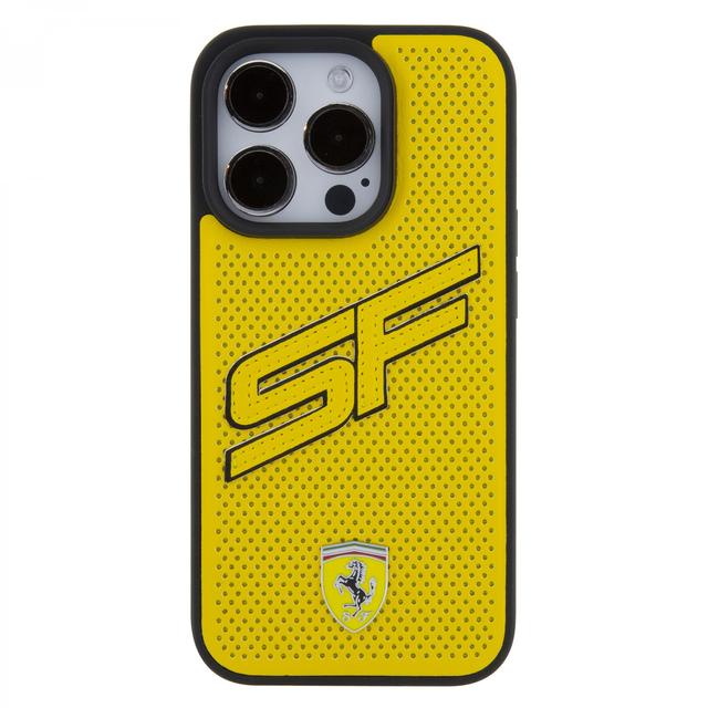Ferrari PU Leather Case with Big SF Perforated Design for iPhone 15 Promax - Yellow - SW1hZ2U6MTY0NDgwNQ==