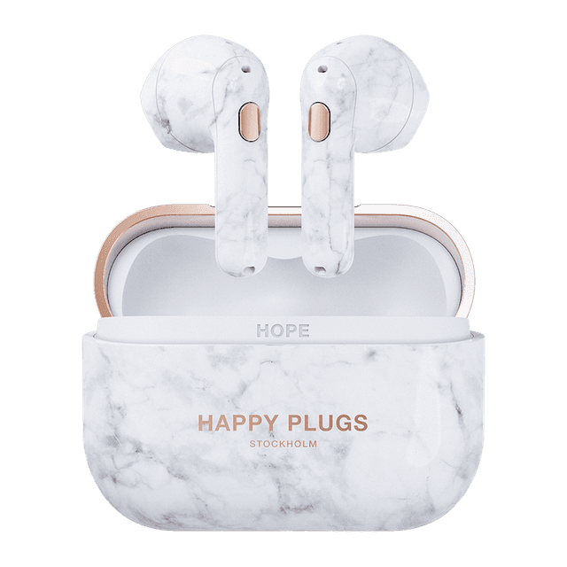 HAPPY PLUGS Hope True Wireless Headphones - White Marble - SW1hZ2U6MTY4MTk3NA==