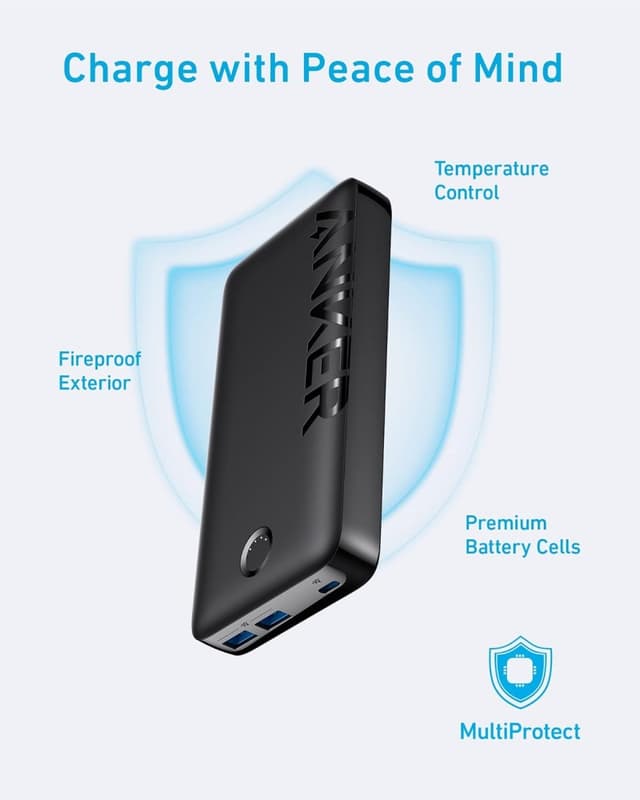 باور بانك شاحن متنقل انكر 20000 مللي أمبير 20 واط بي دي مع كابل تايب سي Anker 335 Power Bank (PowerCore 20K)