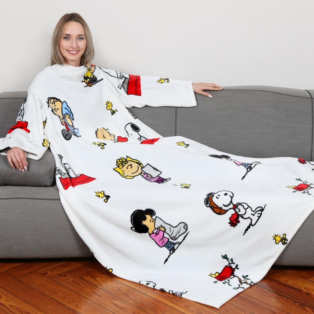 بطانية شتوية مع اكمام عريضة بتصميم بينوتس كانغورو Kanguru Blanket With Sleeves and a Pocket Peanuts