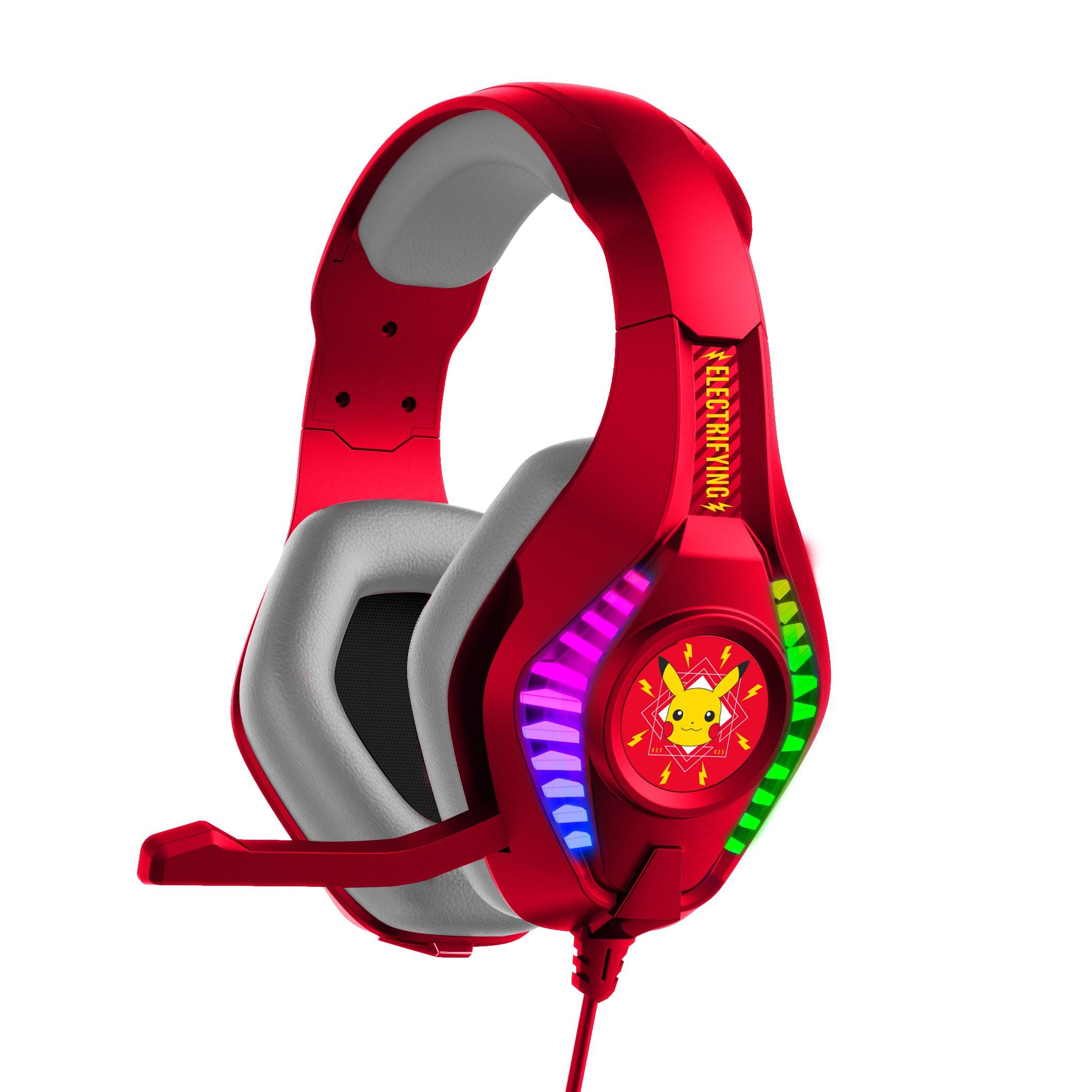 سماعات اطفال مع اضاءة بيكاتشو لون احمر او تي ال OTL On Ear Wired ProG5 Gaming Headphone Changing LED light Pikachu Red