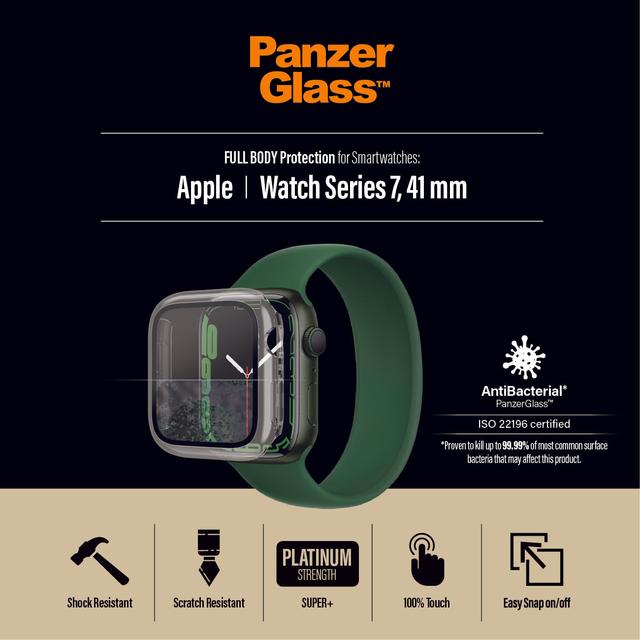 جراب ابل وتش 7 لون شفاف 41 ملم بانزر جلاس PANZERGLASS Apple Watch Series 7 41mm Screen Protector Full Body Case - SW1hZ2U6MTY4MTYwMQ==