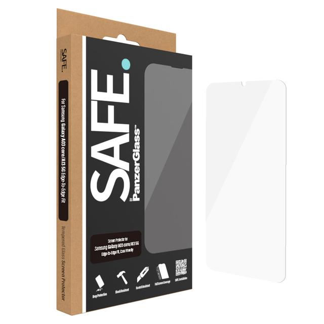 شاشة حماية غلاكسي A03 كور و A13 5G و A04 بانزر جلاس PANZERGLASS SAFE Galaxy A03 core/A13 5G/A04 Screen Protector Clear - SW1hZ2U6MTY4MjE1Ng==