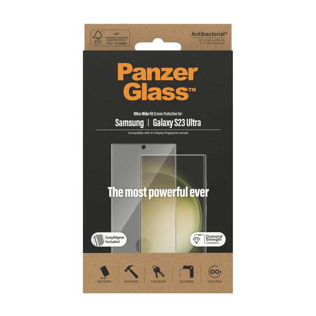 PANZERGLASS Ultra Wide Fit Screen Protector for Samsung Galaxy S23 Ultra - Clear with Black Frame - SW1hZ2U6MTY4MTcyMw==