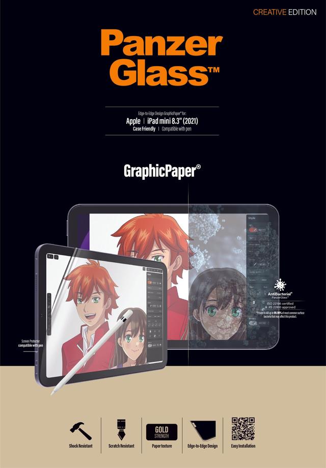 PANZERGLASS iPad Mini 8.3''  CF Edge to Edge Case friendly Graphic Paper - Clear - SW1hZ2U6MTY4MDg2Ng==