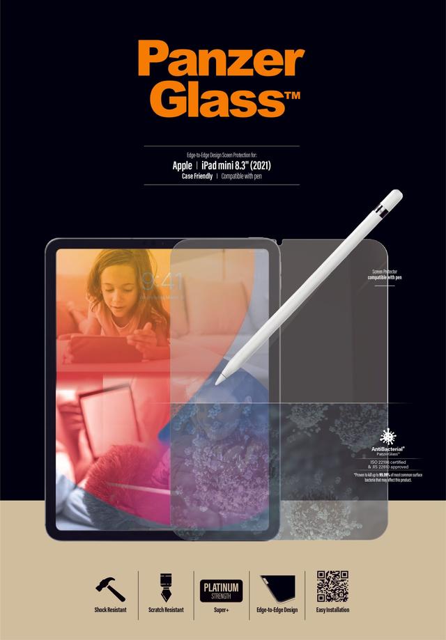 PANZERGLASS iPad Mini 8.3''  CF Edge to Edge Super Plus Glass - AB Glass - Clear - SW1hZ2U6MTY4MDQyNw==