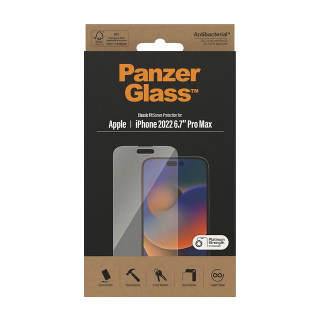 شاشة حماية ايفون 14 بروماكس كلاسيك لون شفاف بانزر جلاس PANZERGLASS iPhone 14 Pro Max Classic Fit Screen Protector Clear - SW1hZ2U6MTY3OTY2Mw==