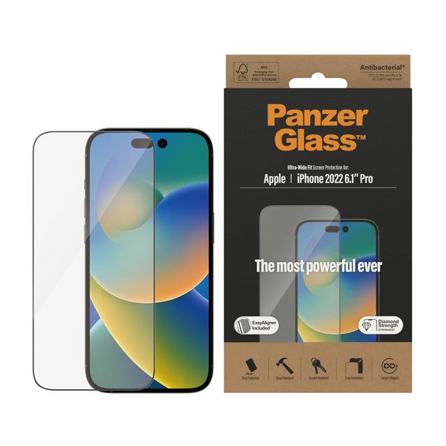 شاشة حماية موبايل ايفون 14 برو الترا وايد شفاف من بانزر جلاس PANZERGLASS iPhone 14 Pro Ultra Wide Fit Screen Protector with Applicator Clear - SW1hZ2U6MTY3OTgyMA==