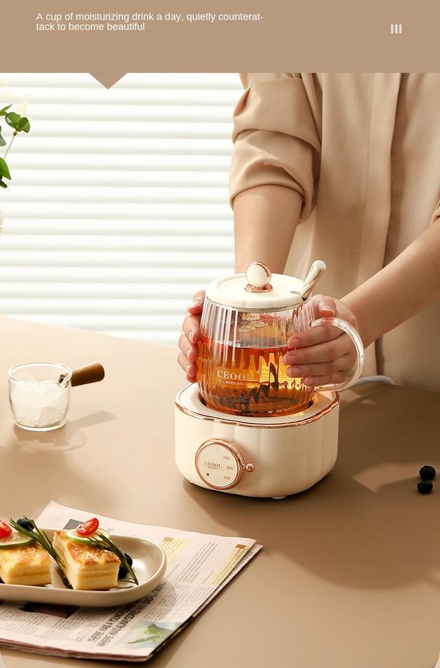 ابريق شاي زجاج مع قاعدة تسخين كهربائية Electric Kettle Multi Cooker Pot Heating Cup - SW1hZ2U6MTY3NTAwOA==