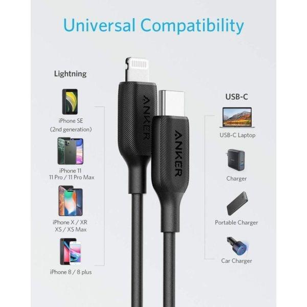 سلك شاحن ايفون أنكر 1.8 متر Anker Powerline III USB Type-C to Lightning Cable - SW1hZ2U6MTY2Njc3NQ==